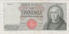 ITALY ITALIA 5000 LIRE 1964