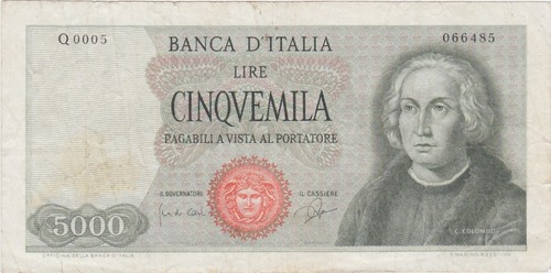 Italy italia 5000 - lire, 1964